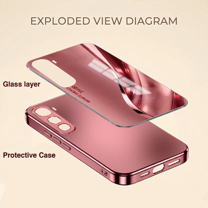 Vivo Y400 Pro 5G  Luxury Infinity Energy Pink Electroplated Glass Phone Back Case