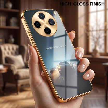 Vivo X200T 5G Porsche Luxury Gold Electroplated Glass Phone Back Case