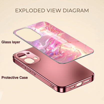 Vivo T5x 5G Pearl Aurora Pink Electroplated Glass Phone Back Case