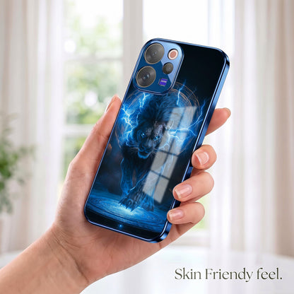 Vivo V70 5G Thunder Titan Lion Blue Electroplated Glass Phone Back Case