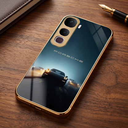 Vivo Y400 Pro Porsche Luxury Gold Electroplated Glass Phone Back Case