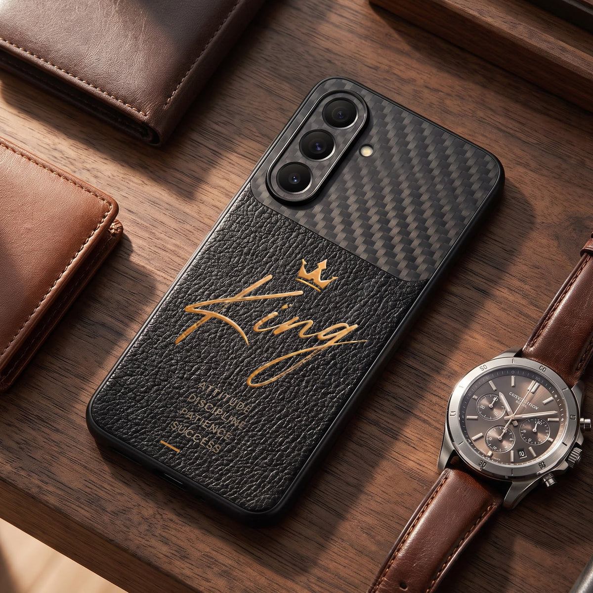 Samsung Galaxy A57 5G  King Carbon Fiber Leather Hybrid Back Case