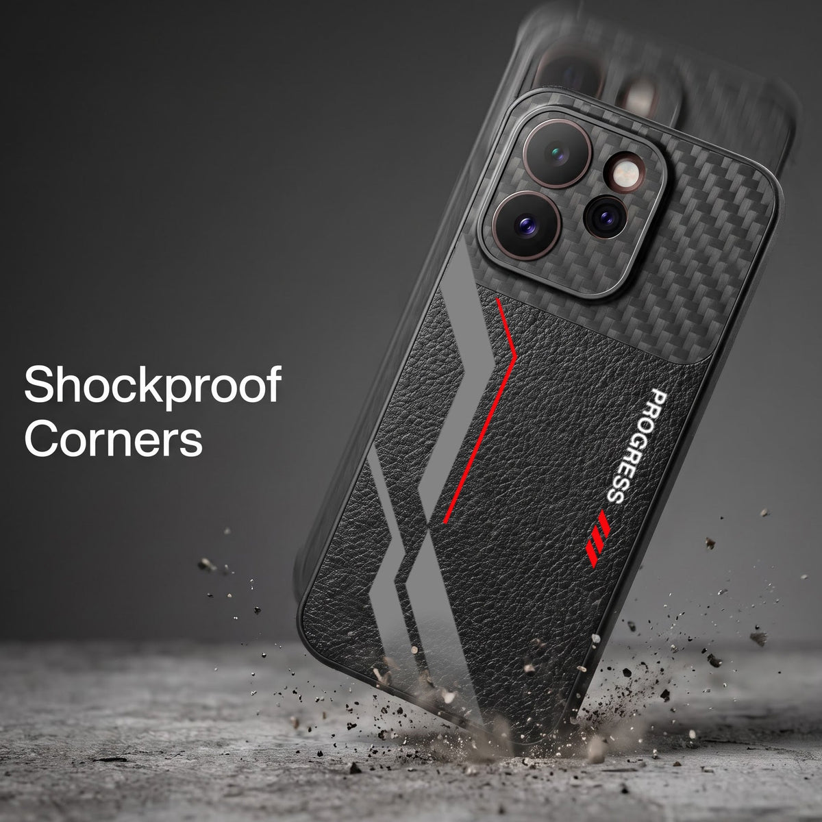 Oppo Reno 15 Pro Mini 5G Progress Stripe Carbon Fiber Leather Hybrid Back Case