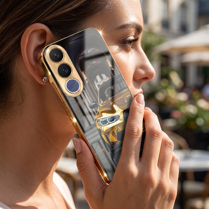 Vivo V70 FE 5G Golden BMW Gold Electroplated Glass Phone Back Case