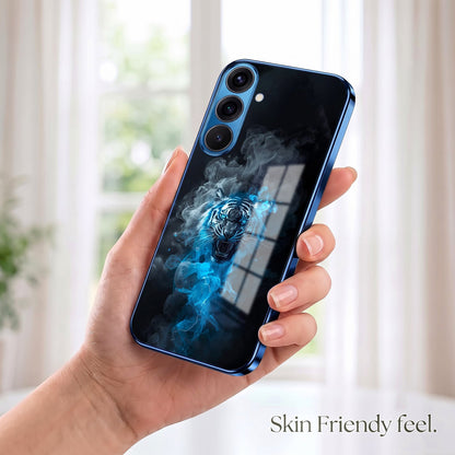 Samsung Galaxy A56 5G Blue Spirit Tiger Blue Electroplated Glass Phone Back Case