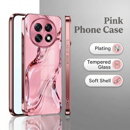 Oppo F31 Pro+ 5G Crystal Wave Energy Pink Electroplated Glass Phone Back Case