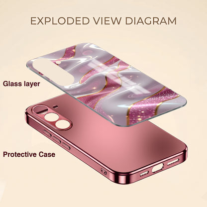 Samsung Galaxy A56 5G Pearl Marble Pink Electroplated Glass Phone Back Case