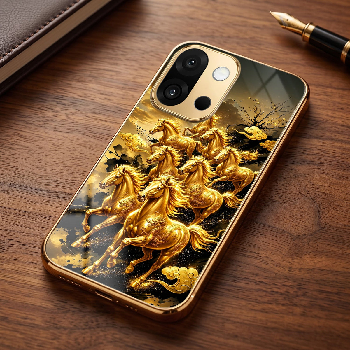 OnePlus 13s 5G Celestial Seven Horses Gold Electroplated Glass Phone Back Case
