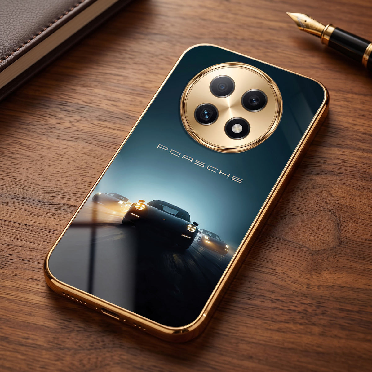 Oppo F29 Pro 5G Porsche Luxury Gold Electroplated Glass Phone Back Case