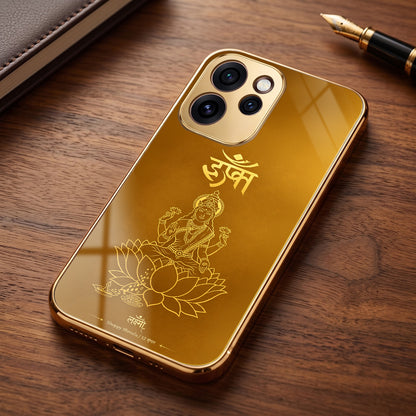 Oppo Reno 15 Pro Mini 5G Shree Lakshmi Divine Gold Electroplated Glass Phone Back Case