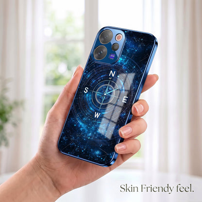 Vivo V70 5G Astral Compass Blue Electroplated Glass Phone Back Case