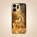 Oppo Reno 14 5G Golden Horse Sparkle Gold Electroplated Glass Phone Back Case
