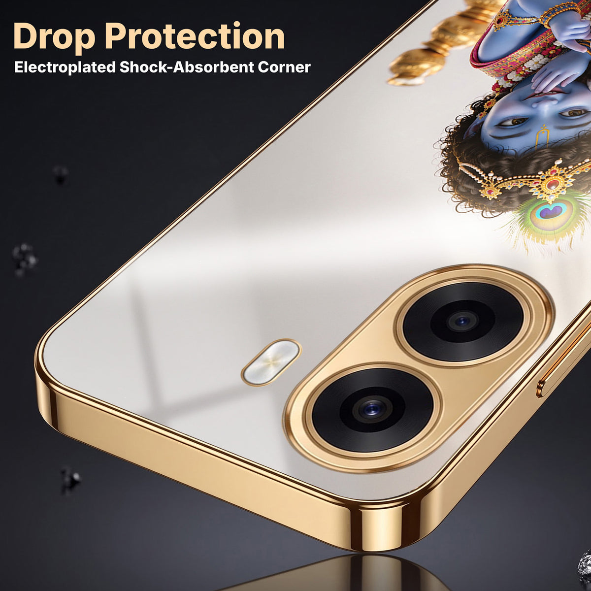 Oppo K14x 5G Bal Krishna Blessings Gold Electroplated Glass Phone Back Case