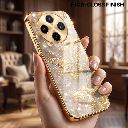 Vivo X200T 5G Golden Butterfly Gold Electroplated Glass Phone Back Case