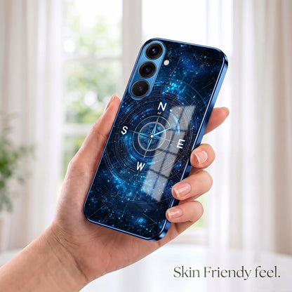Samsung Galaxy A36 5G Astral Compass Blue Electroplated Glass Phone Back Case