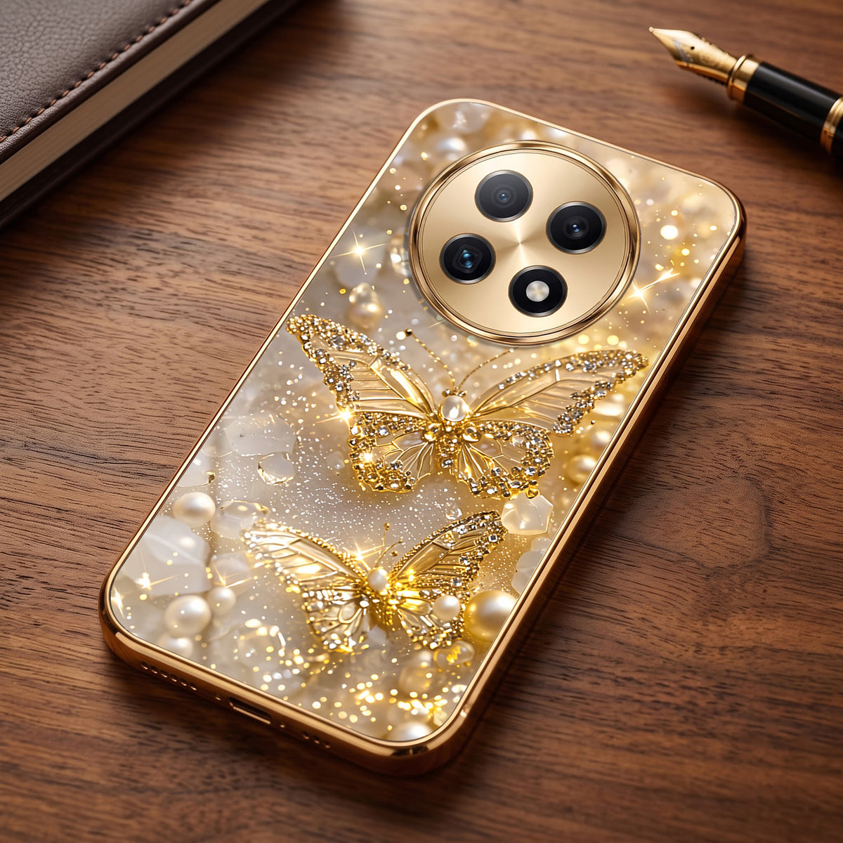 Oppo F29 Pro 5G Golden Butterfly Gold Electroplated Glass Phone Back Case