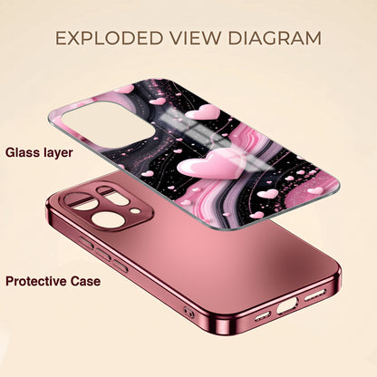 Oppo Reno 14 5G Love Sparkle Pink Electroplated Glass Phone Back Case