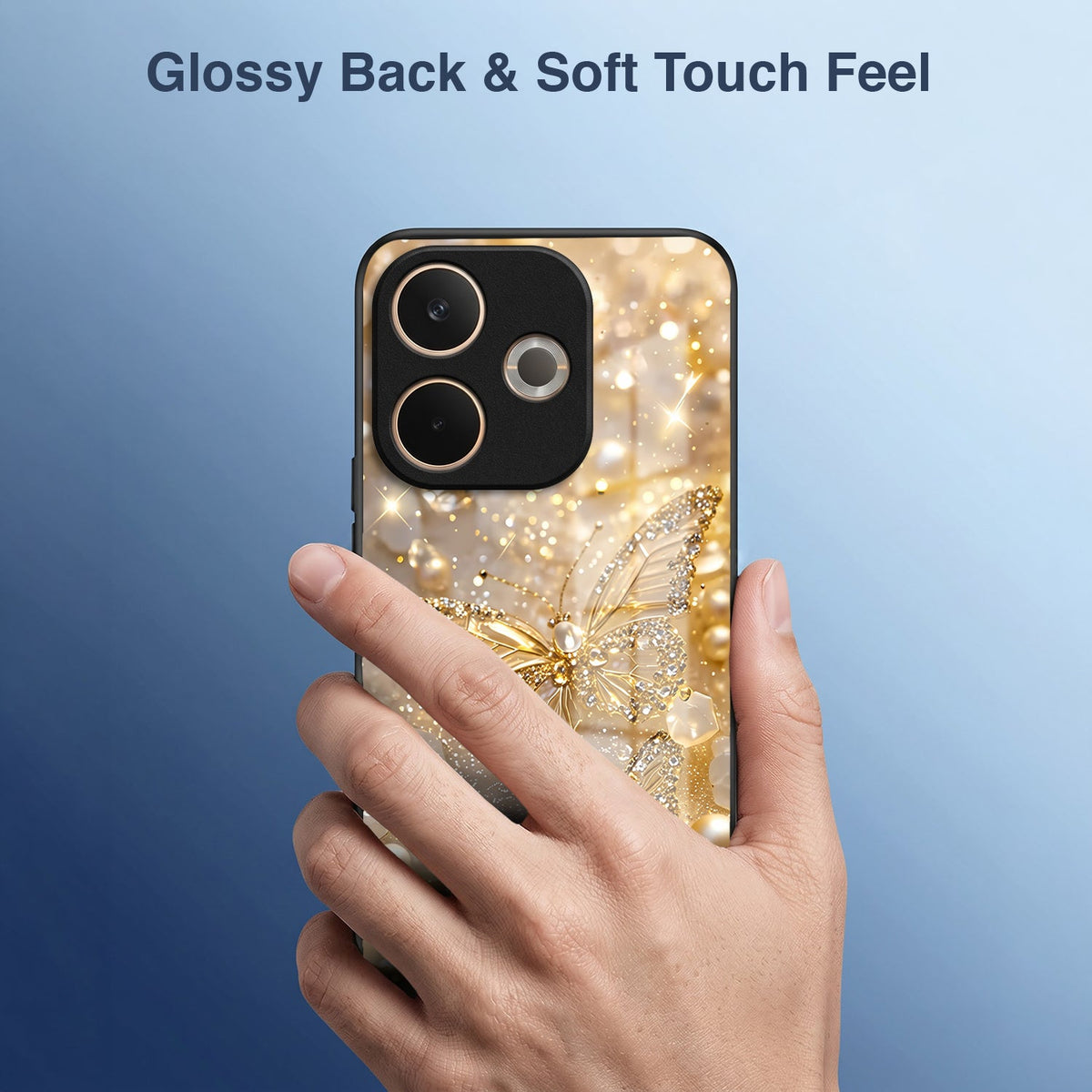 Oppo A5 Pro 5G Golden Butterfly Acrylic Glass Back Case