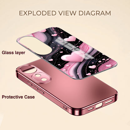 Vivo V40 Pro 5G Love Sparkle Pink Electroplated Glass Phone Back Case