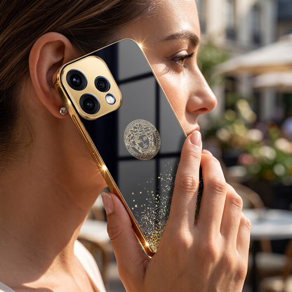 Oppo Reno 15 5G Medusa Head Gold Electroplated Glass Phone Back Case