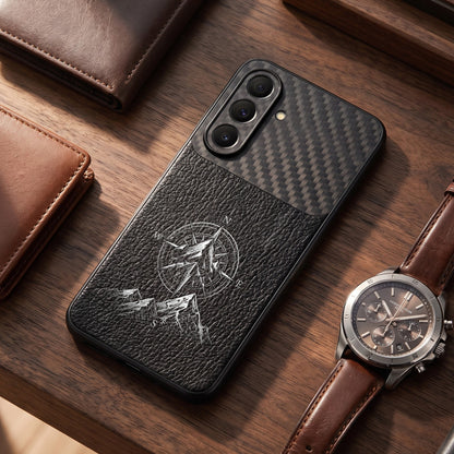 Samsung Galaxy A37 5G Compass Carbon Fiber Leather Hybrid Back Case