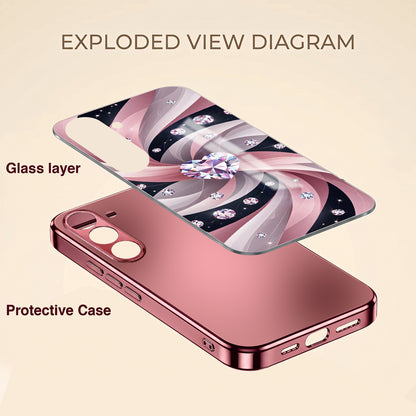 Samsung Galaxy A36 5G Diamond Glam Pink Electroplated Glass Phone Back Case