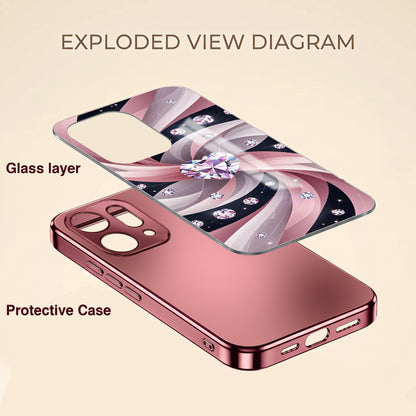 Oppo Reno 14 5G Diamond Glam Pink Electroplated Glass Phone Back Case