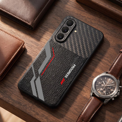 Samsung Galaxy A37 5G Progress Stripe Carbon Fiber Leather Hybrid Back Case