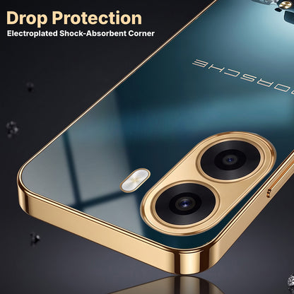 Oppo K14x 5G Porsche Luxury Gold Electroplated Glass Phone Back Case