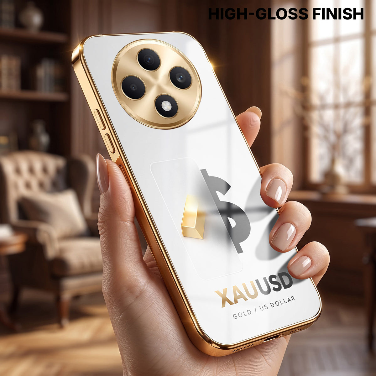 Oppo F27 5G Luxury XAU/USD Gold Electroplated Glass Phone Back Case