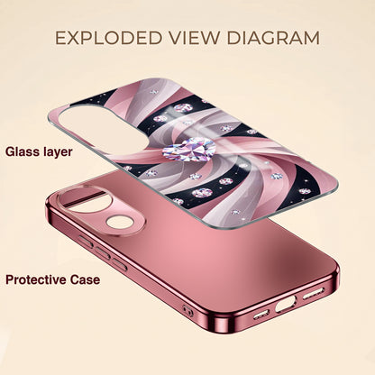 Vivo V50 5G Diamond Glam Pink Electroplated Glass Phone Back Case