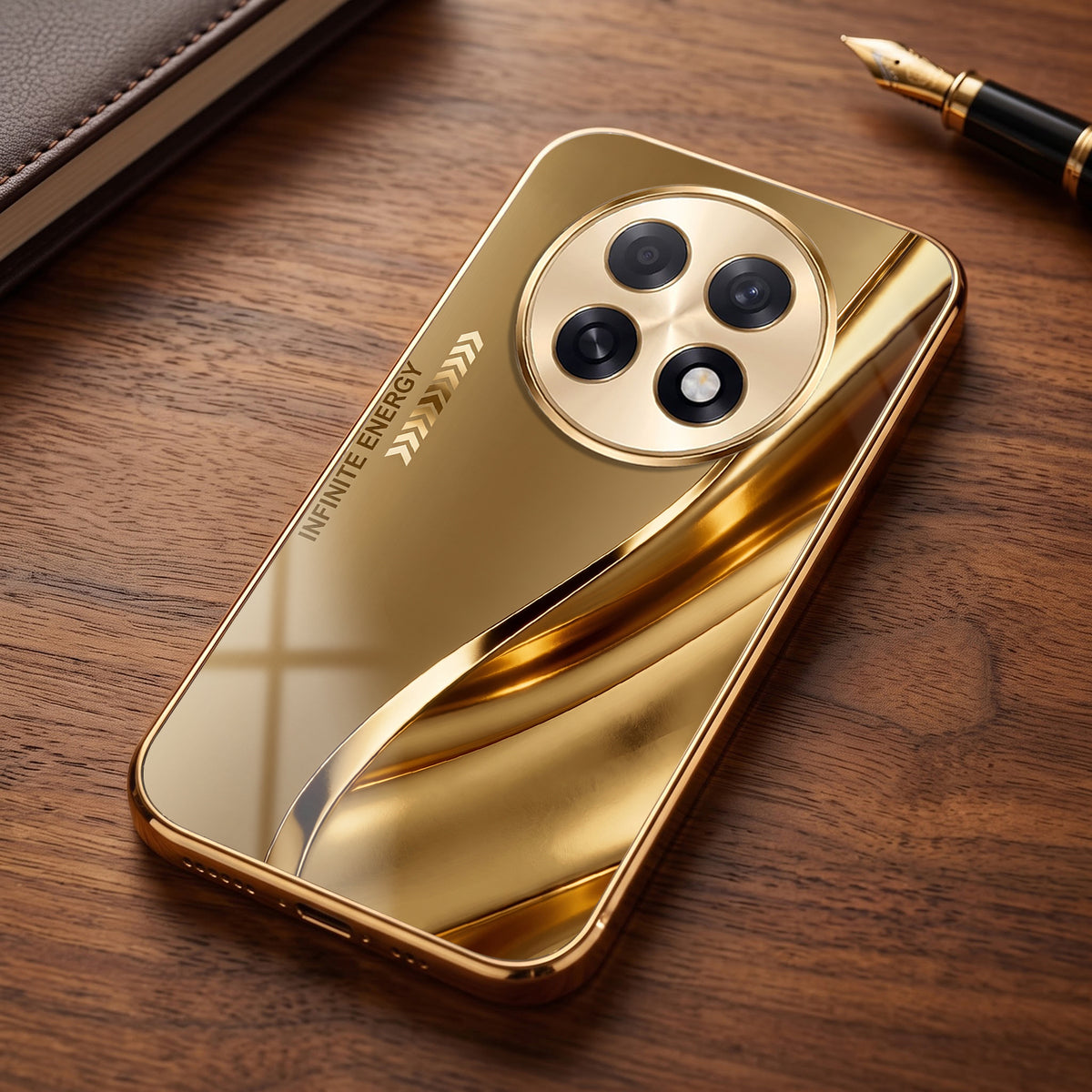 Oppo F31 Pro+ 5G Luxury Infinity Energy Gold Electroplated Glass Phone Case
