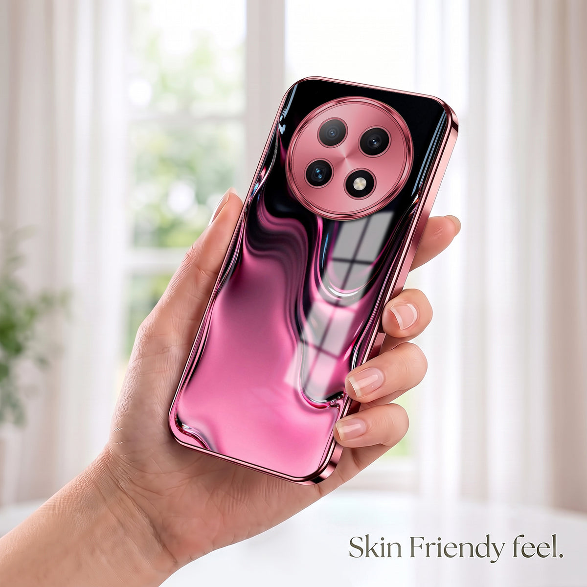 Oppo F29 Pro 5G Liquid Wave Pink Electroplated Glass Phone Back Case