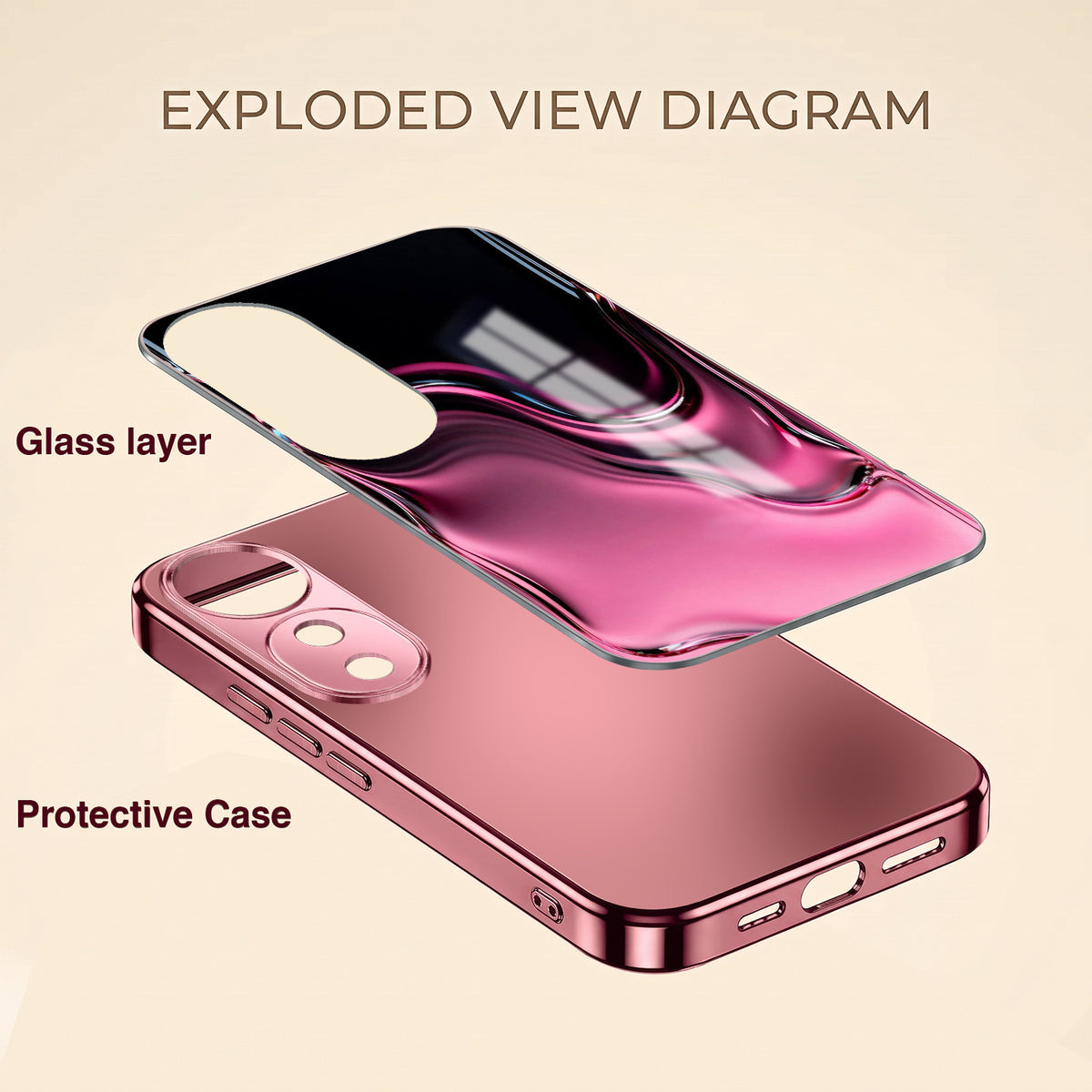 Vivo V40 Pro 5G Liquid Wave Pink Electroplated Glass Phone Back Case