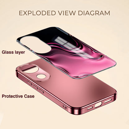 Vivo V50 5G Liquid Wave Pink Electroplated Glass Phone Back Case