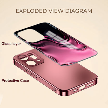 Oppo Reno 14 5G Liquid Wave Pink Electroplated Glass Phone Back Case
