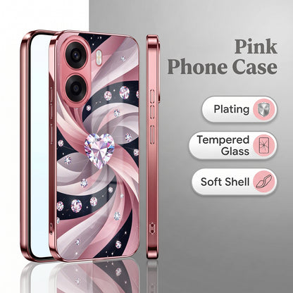 Oppo K14x 5G Diamond Glam Pink Electroplated Glass Phone Back Case