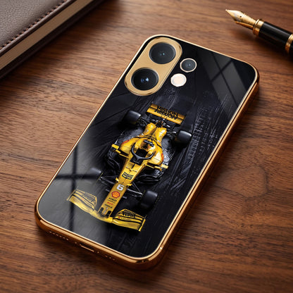 Vivo V60 5G F1 Racing Car Gold Electroplated Glass Phone Back Case