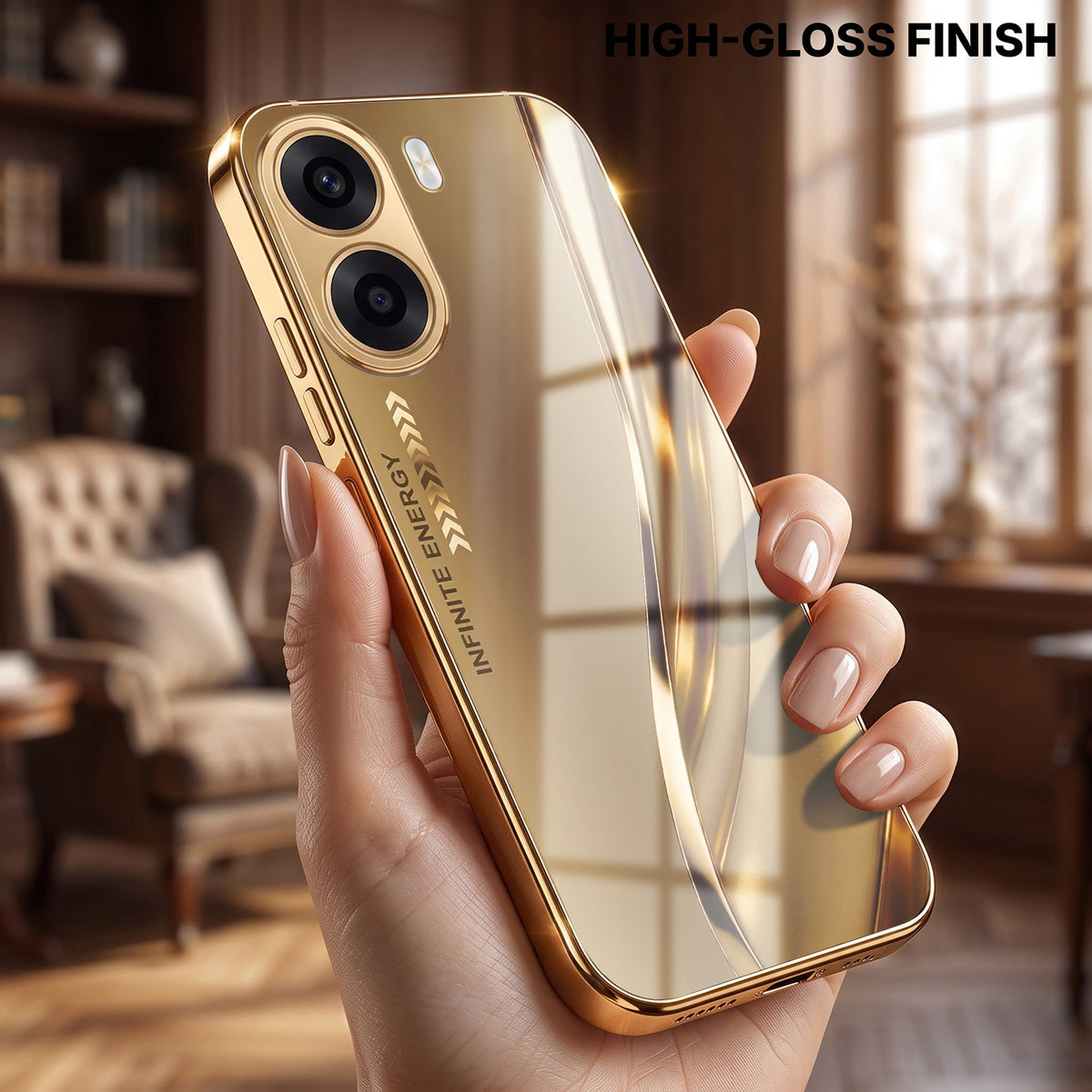 Oppo K14x 5G Luxury Infinity Energy Gold Electroplated Glass Phone Case