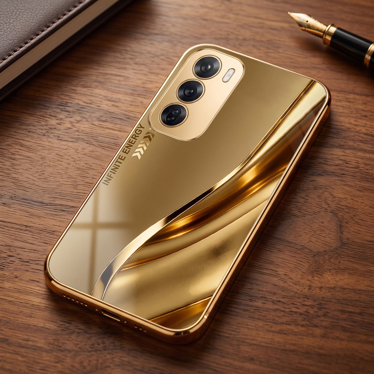 Oppo Reno 12 Pro 5G Luxury Infinity Energy Gold Electroplated Glass Phone Case