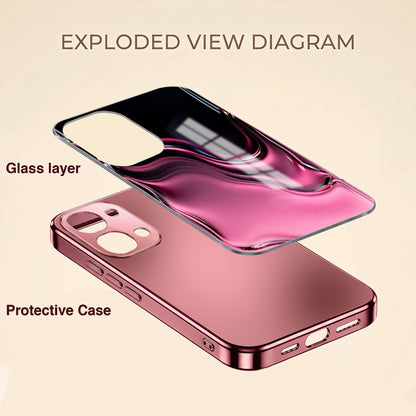 Vivo T5x 5G Liquid Wave Pink Electroplated Glass Phone Back Case