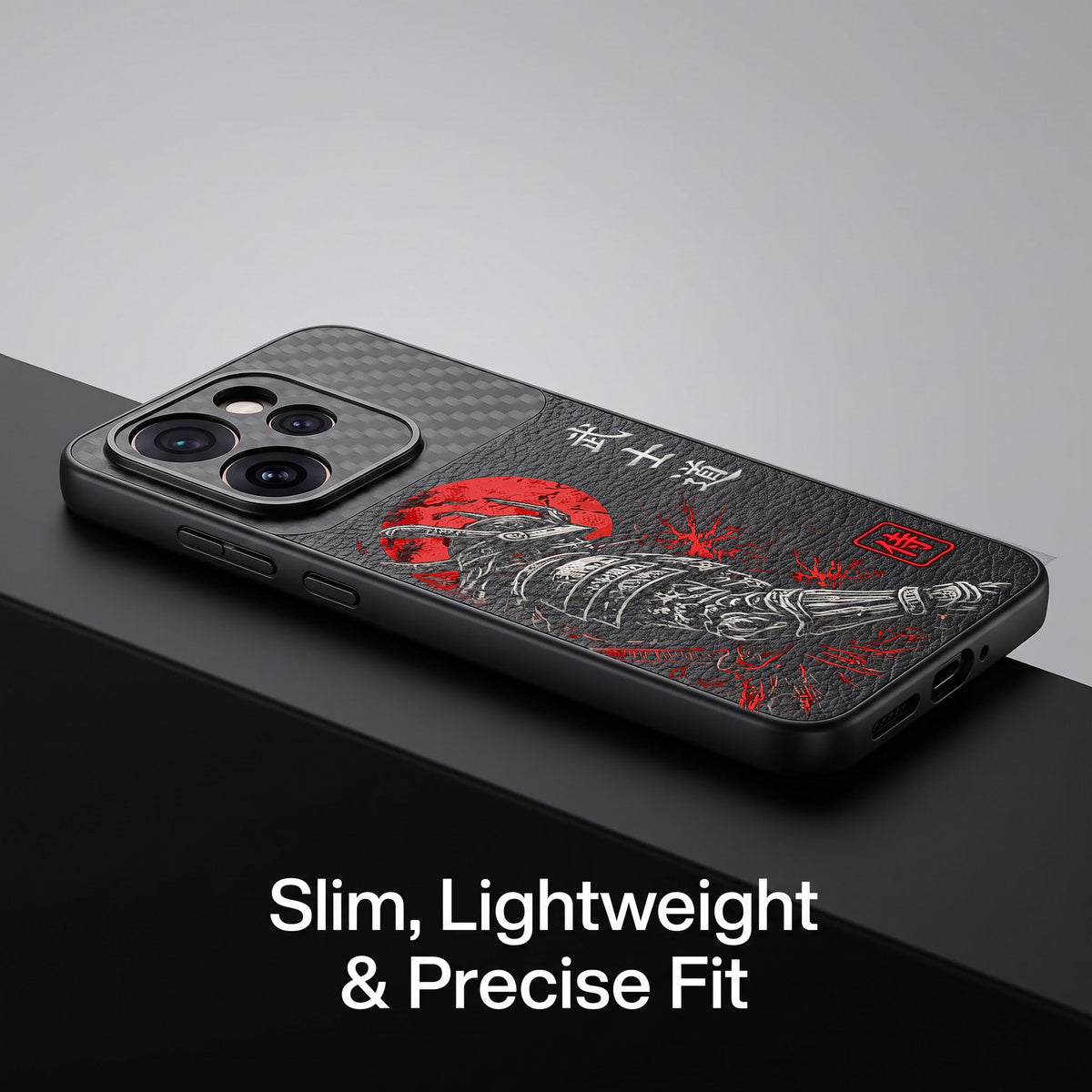 Oppo Reno 15 Pro Mini 5G Samurai Mask Carbon Fiber Leather Hybrid Back Case
