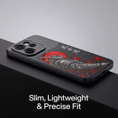 Oppo Reno 15 Pro Mini 5G Samurai Mask Carbon Fiber Leather Hybrid Back Case