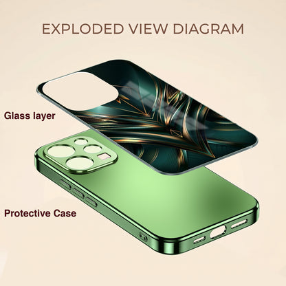 Vivo V70 5G Vortex 3D Arrows Green Electroplated Glass Back Case