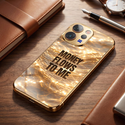 Vivo V70 5G Money Flows To Me Gold Electroplated Glass Phone Back Case