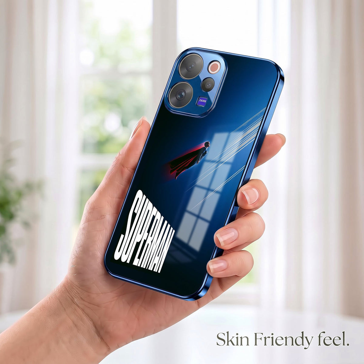 Vivo V70 5G Superman Blue Electroplated Glass Phone Back Case