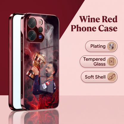 Vivo V70 5G Virat Kohli Burgundy Electroplated Glass Back Case