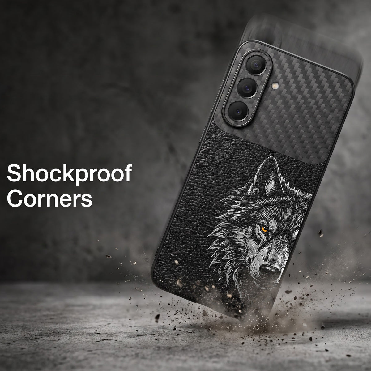 Samsung Galaxy A37 5G Wolf Focus Carbon Fiber Leather Hybrid Back Case