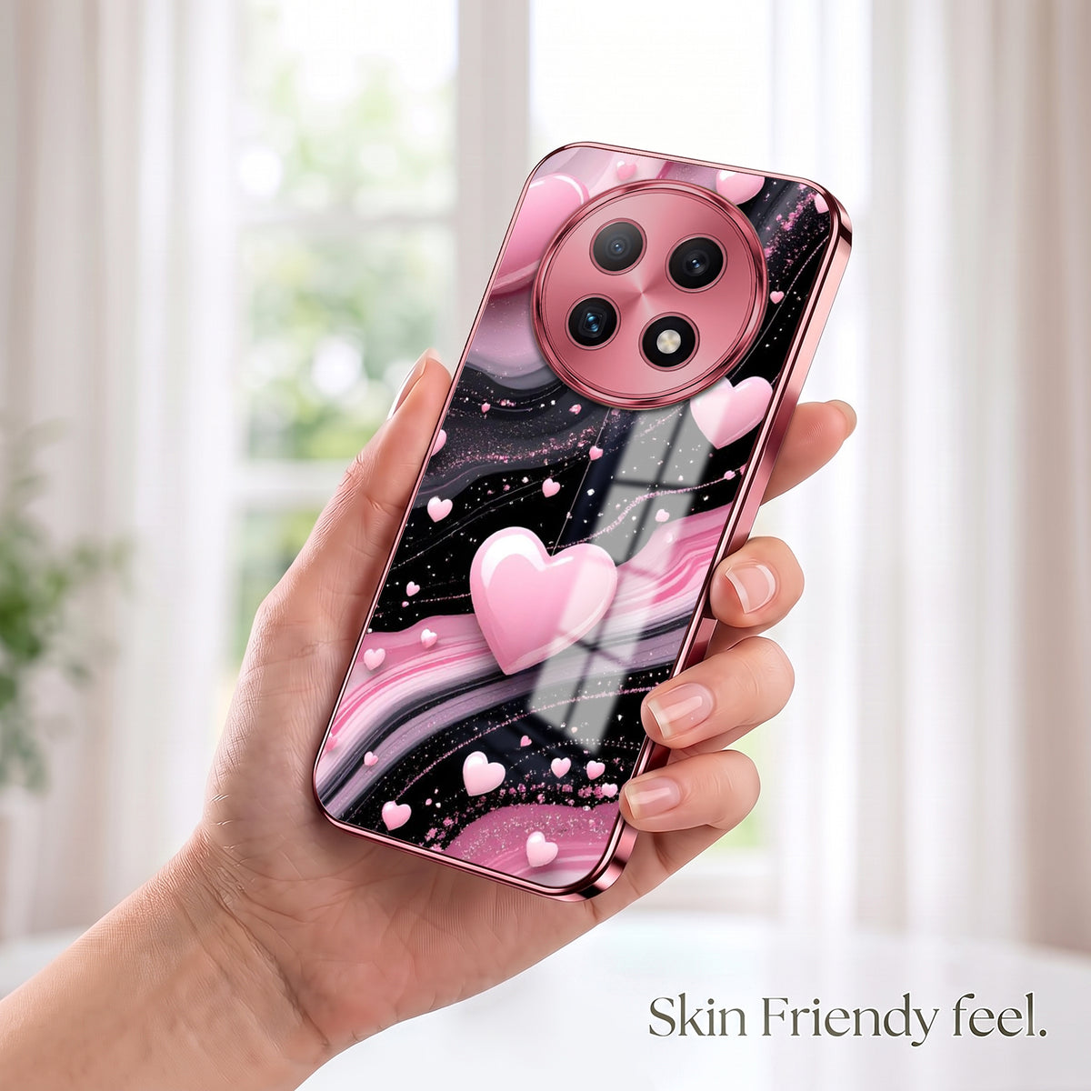 Oppo F29 Pro 5G Love Sparkle Pink Electroplated Glass Phone Back Case