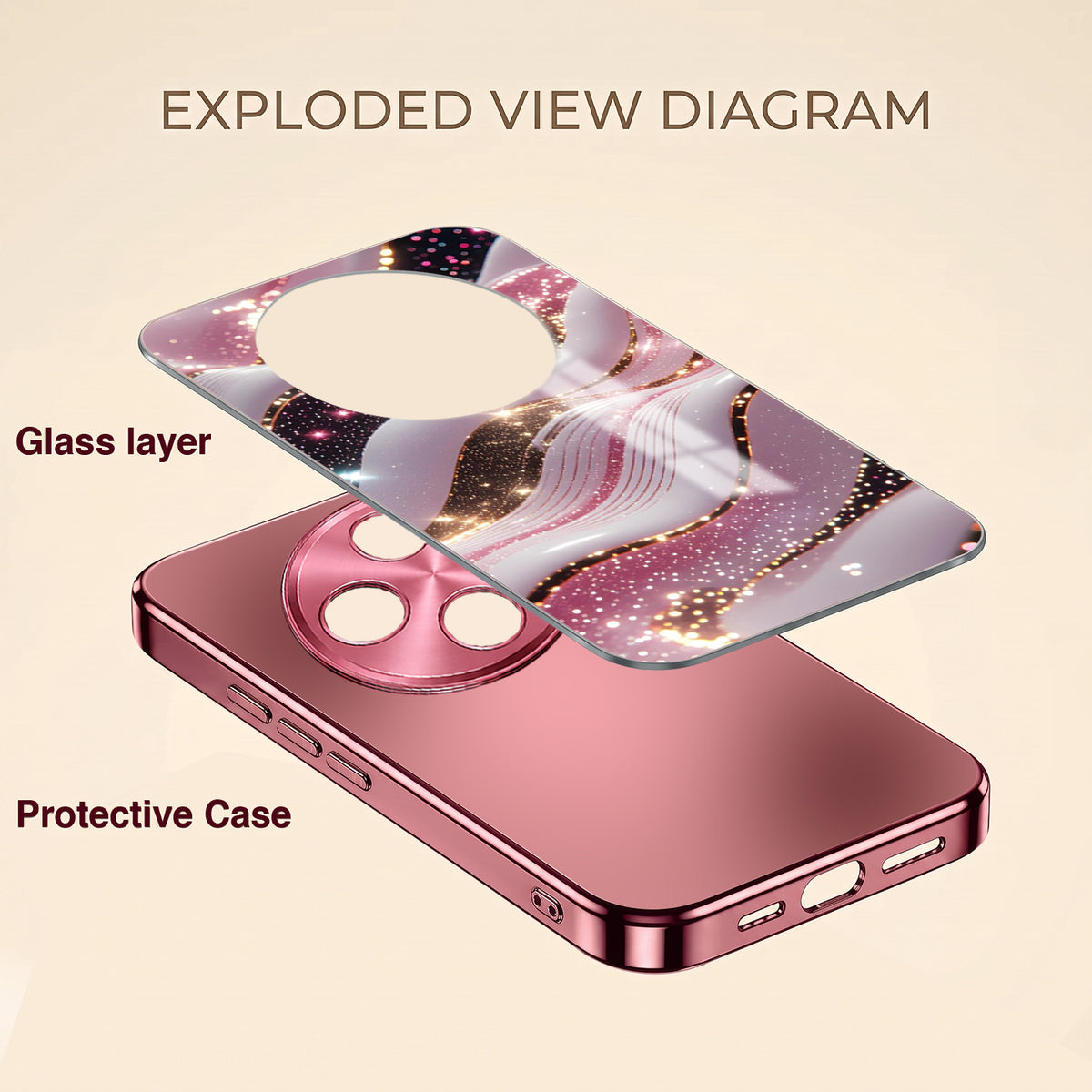 Oppo F27 5G Burberry Classic Pink Electroplated Glass Phone Back Case